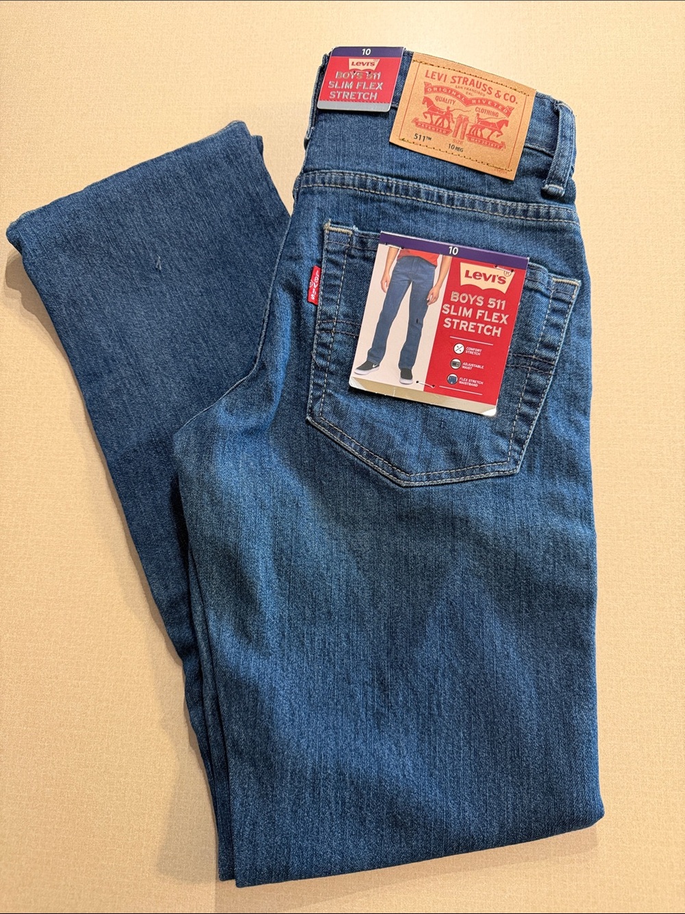 NWT Levi's Boys 511 Slim Fit Stretch Jeans - Dark Blue size 10 reg